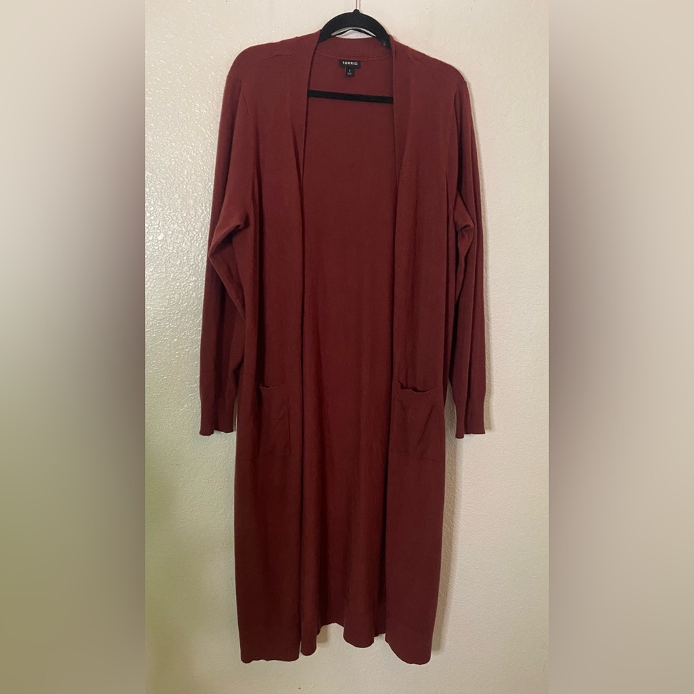 Torrid Long Burgundy Sweater Cardigan Size 1